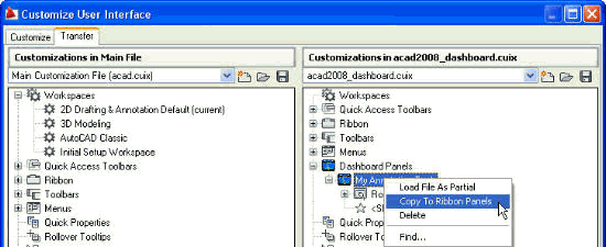 ������ �������� Dashboard � AutoCAD 2010