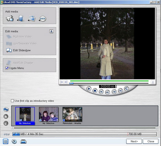 Ulead DVD Movie Factory, ���� Add/Edit Media